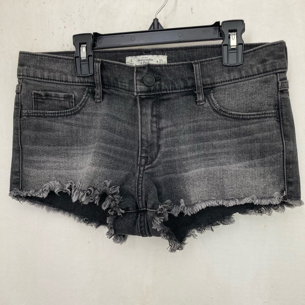 Abercrombie black denim cut off shorts